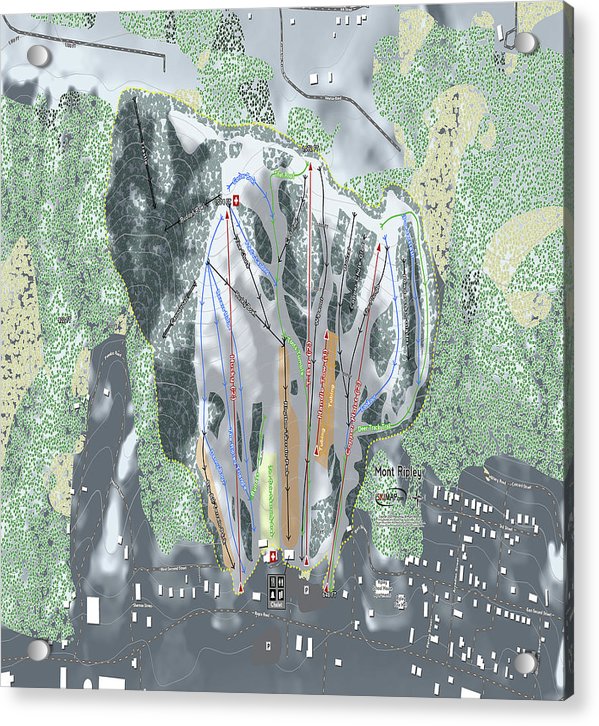 Mont Ripley Ski Trail Map - Acrylic Print - Powderaddicts