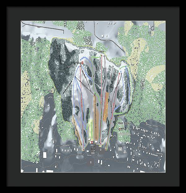 Mont Ripley Ski Trail Map - Framed Print - Powderaddicts