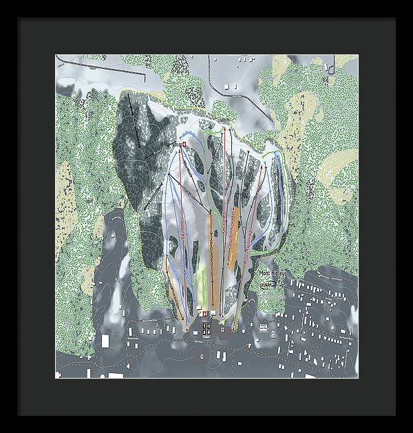 Mont Ripley Ski Trail Map - Framed Print - Powderaddicts