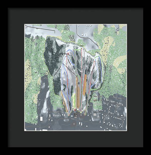 Mont Ripley Ski Trail Map - Framed Print - Powderaddicts