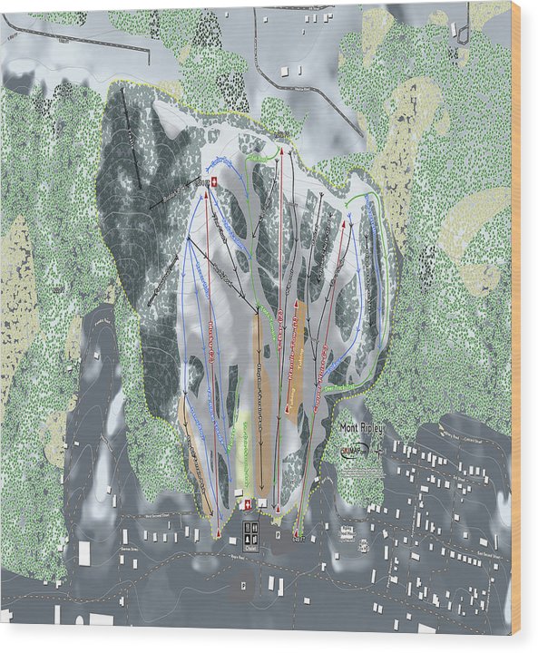 Mont Ripley Ski Trail Map - Wood Print - Powderaddicts