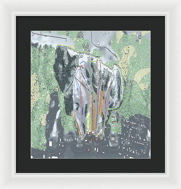 Mont Ripley Ski Trail Map - Framed Print - Powderaddicts