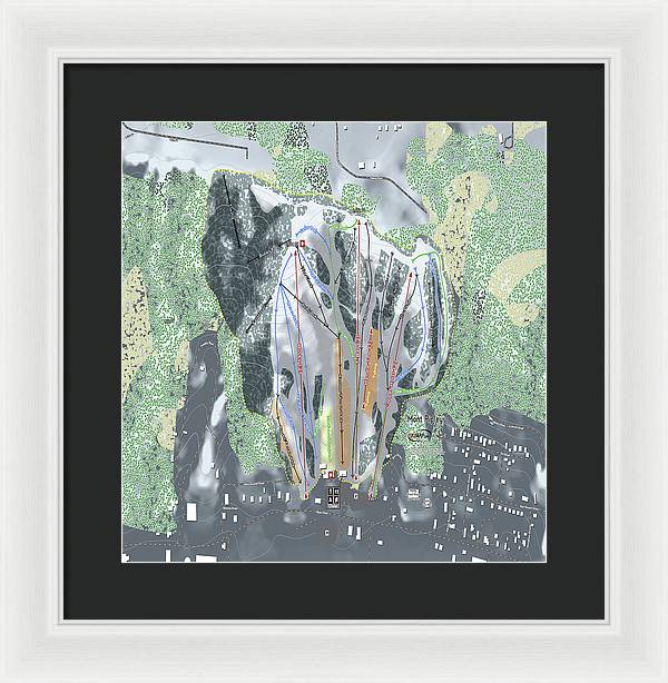 Mont Ripley Ski Trail Map - Framed Print - Powderaddicts
