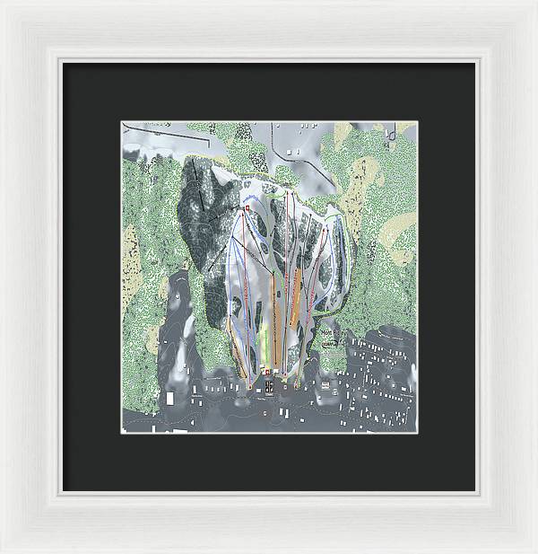 Mont Ripley Ski Trail Map - Framed Print - Powderaddicts