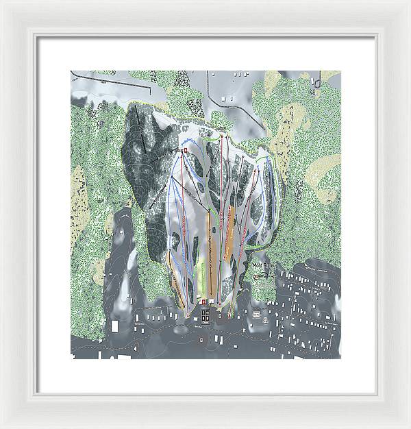Mont Ripley Ski Trail Map - Framed Print - Powderaddicts