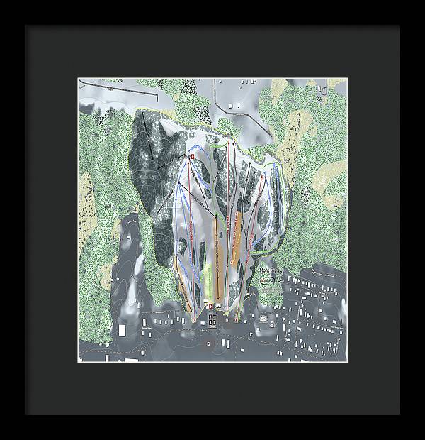 Mont Ripley Ski Trail Map - Framed Print - Powderaddicts