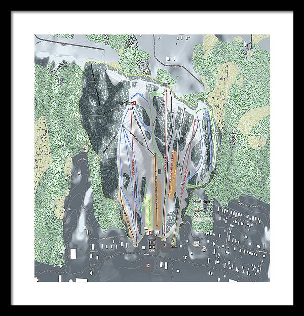 Mont Ripley Ski Trail Map - Framed Print - Powderaddicts