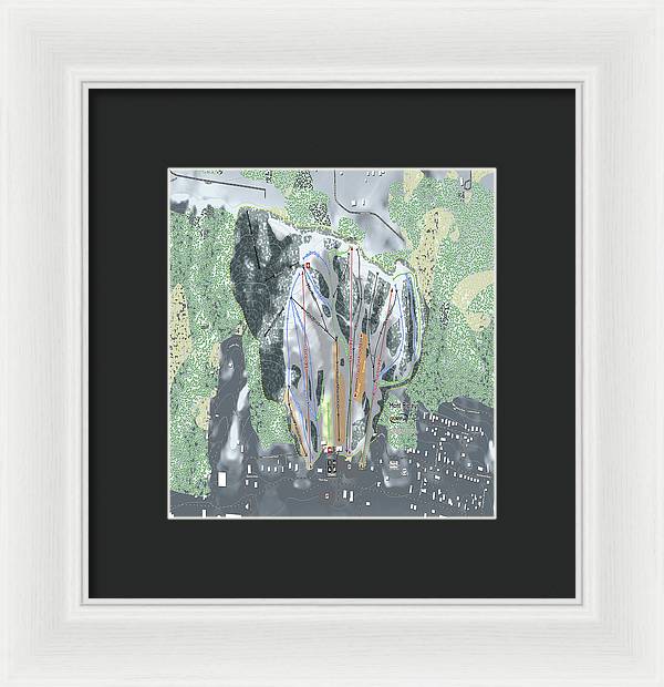 Mont Ripley Ski Trail Map - Framed Print - Powderaddicts