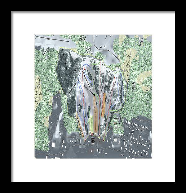 Mont Ripley Ski Trail Map - Framed Print - Powderaddicts