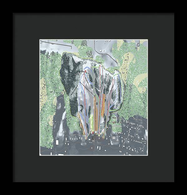 Mont Ripley Ski Trail Map - Framed Print - Powderaddicts