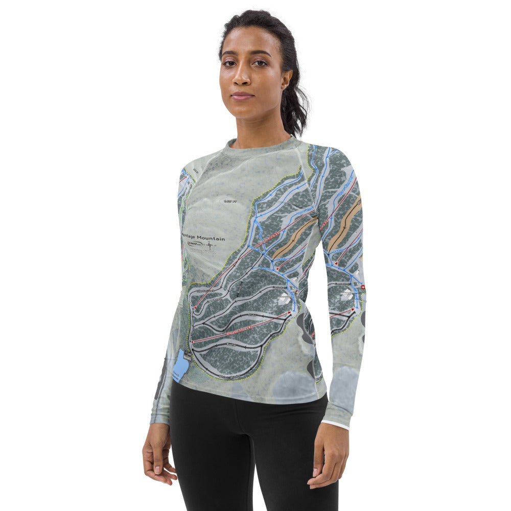 Montage Mountain, Pennsylvania Ski Trail Map Women&#39;s Base Layer Top - Powderaddicts