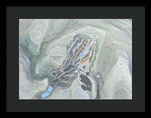 Montage Mountain Ski Trail Map - Framed Print - Powderaddicts