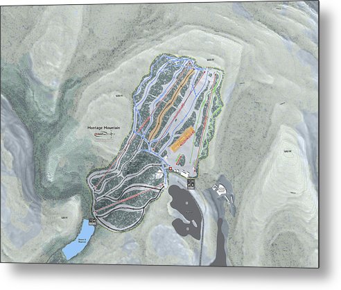 Montage Mountain Ski Trail Map - Metal Print - Powderaddicts