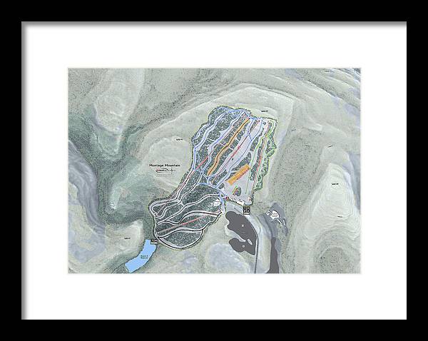 Montage Mountain Ski Trail Map - Framed Print - Powderaddicts