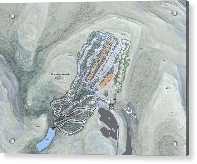 Montage Mountain Ski Trail Map - Acrylic Print - Powderaddicts