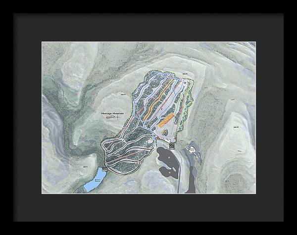 Montage Mountain Ski Trail Map - Framed Print - Powderaddicts