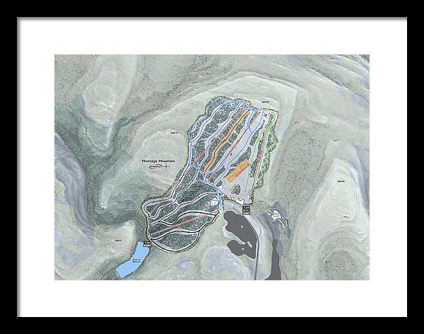Montage Mountain Ski Trail Map - Framed Print - Powderaddicts