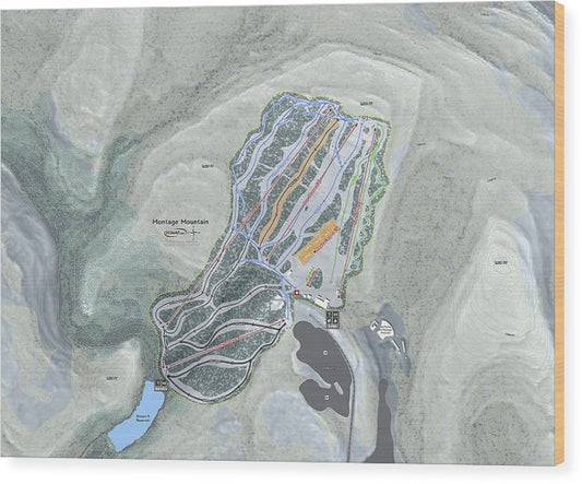 Montage Mountain Ski Trail Map - Wood Print - Powderaddicts