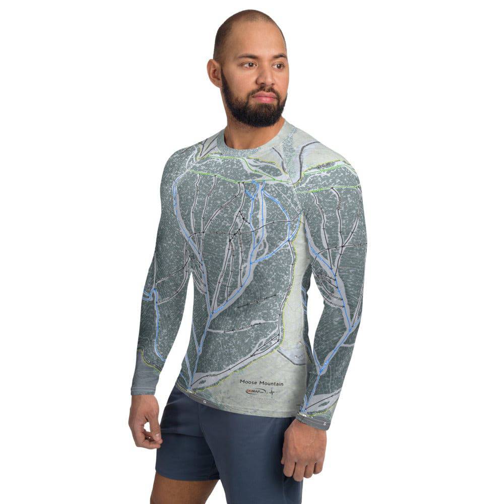 Moose Mountain, Alaska Ski Trail Map Men's Base Layer Top - Powderaddicts