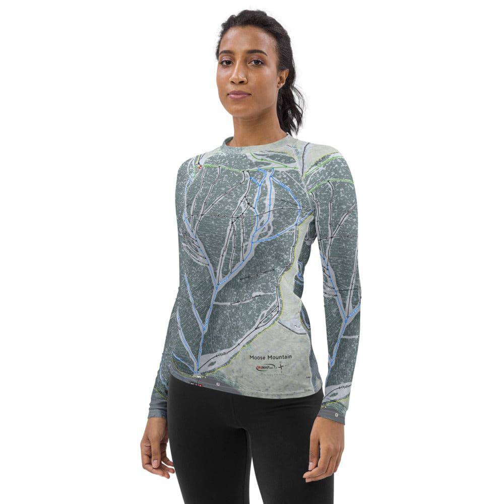 Moose Mountain, Alaska Ski Trail Map Women&#39;s Base Layer Top - Powderaddicts
