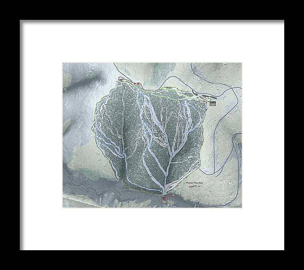 Moose Mountain Ski Trail Map - Framed Print - Powderaddicts
