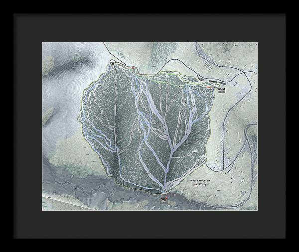 Moose Mountain Ski Trail Map - Framed Print - Powderaddicts