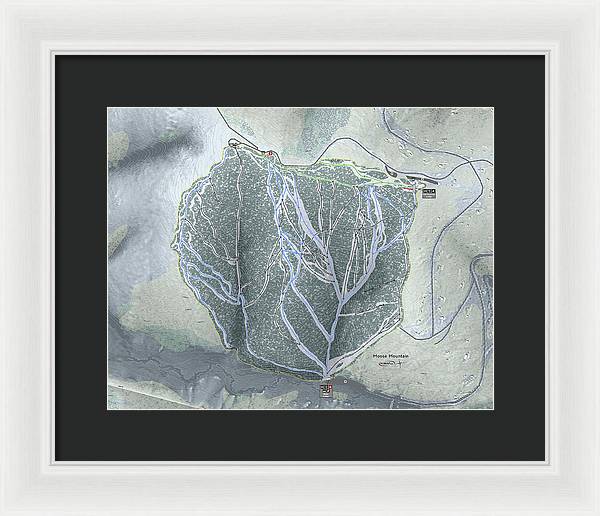Moose Mountain Ski Trail Map - Framed Print - Powderaddicts