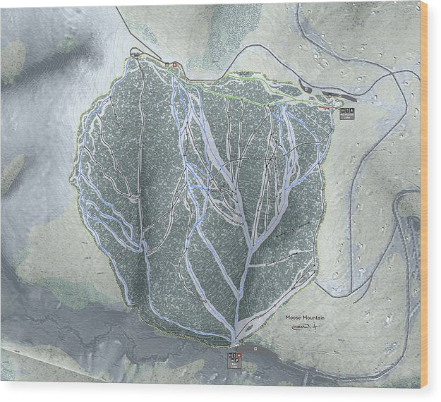 Moose Mountain Ski Trail Map - Wood Print - Powderaddicts
