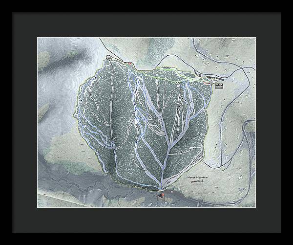 Moose Mountain Ski Trail Map - Framed Print - Powderaddicts
