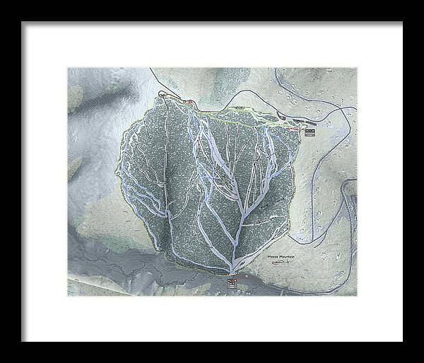 Moose Mountain Ski Trail Map - Framed Print - Powderaddicts