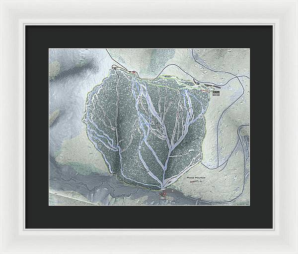 Moose Mountain Ski Trail Map - Framed Print - Powderaddicts