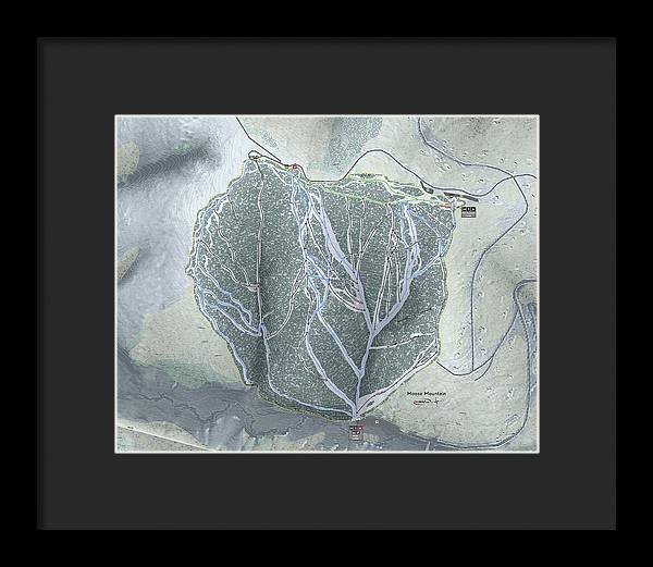 Moose Mountain Ski Trail Map - Framed Print - Powderaddicts