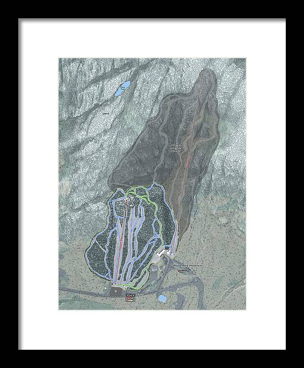 Moosehead Mountain Ski Trail Map - Framed Print - Powderaddicts