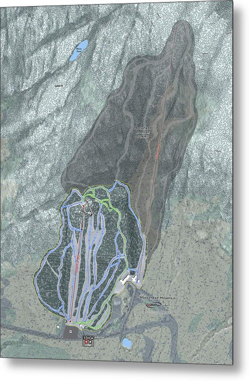 Moosehead Mountain Ski Trail Map - Metal Print - Powderaddicts