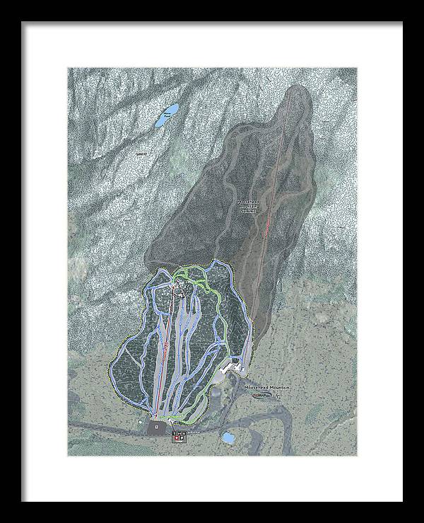 Moosehead Mountain Ski Trail Map - Framed Print - Powderaddicts