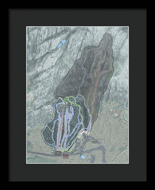 Moosehead Mountain Ski Trail Map - Framed Print - Powderaddicts