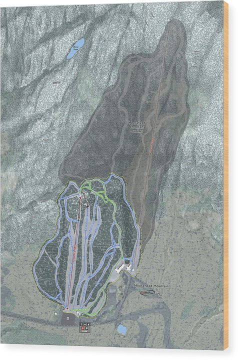 Moosehead Mountain Ski Trail Map - Wood Print - Powderaddicts