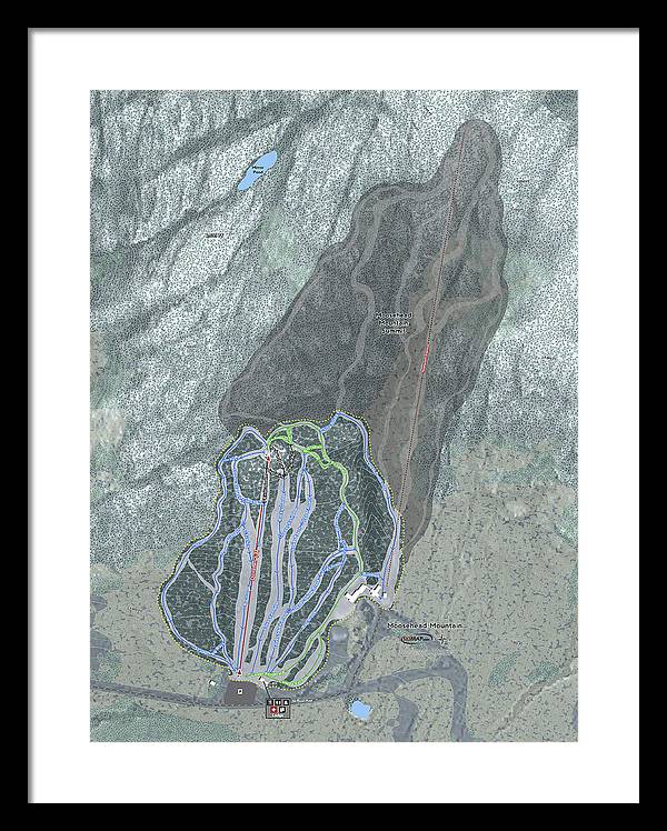 Moosehead Mountain Ski Trail Map - Framed Print - Powderaddicts
