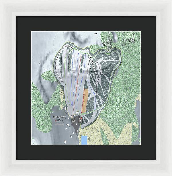 Mount Ashwabay Ski Trail Map - Framed Print - Powderaddicts