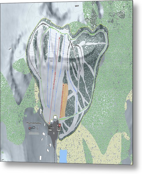Mount Ashwabay Ski Trail Map - Metal Print - Powderaddicts