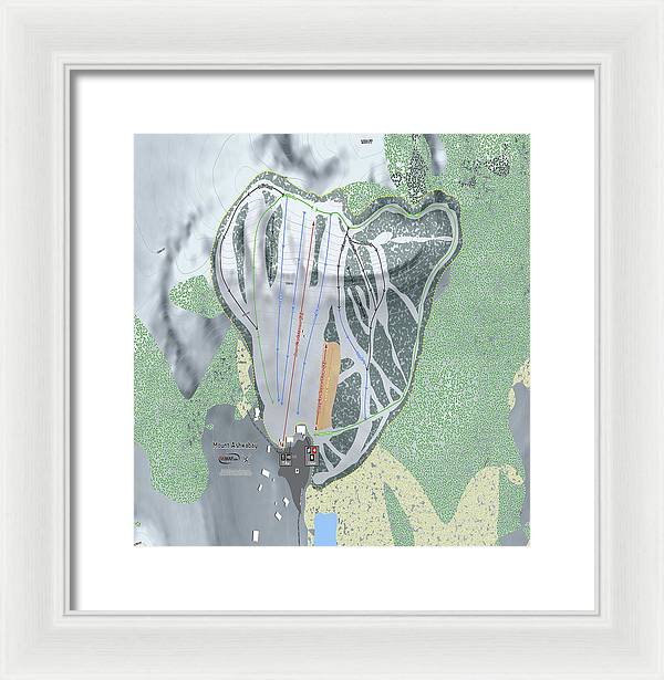 Mount Ashwabay Ski Trail Map - Framed Print - Powderaddicts