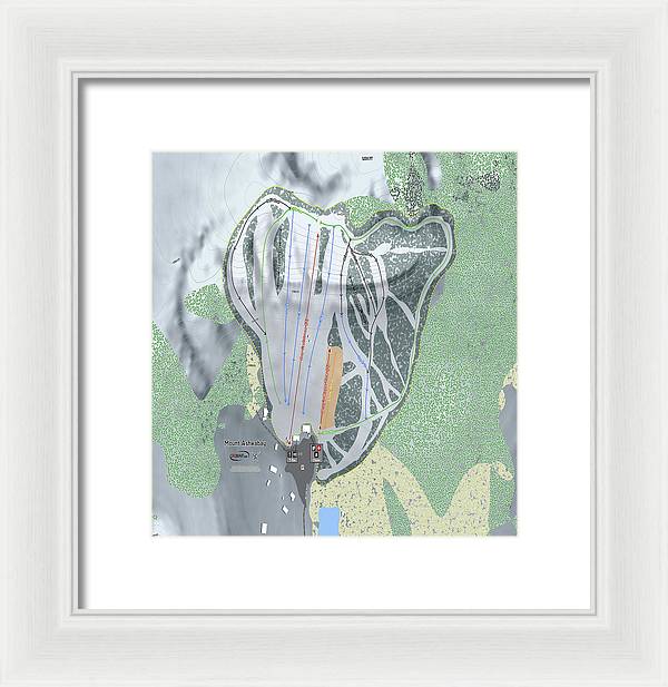 Mount Ashwabay Ski Trail Map - Framed Print - Powderaddicts