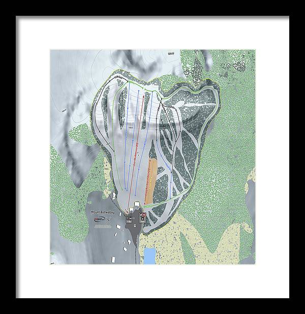 Mount Ashwabay Ski Trail Map - Framed Print - Powderaddicts
