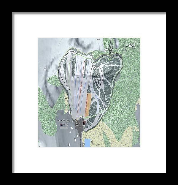 Mount Ashwabay Ski Trail Map - Framed Print - Powderaddicts