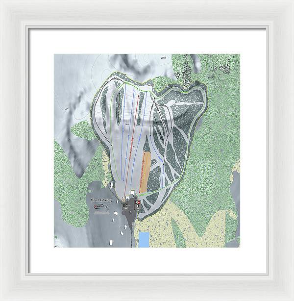 Mount Ashwabay Ski Trail Map - Framed Print - Powderaddicts