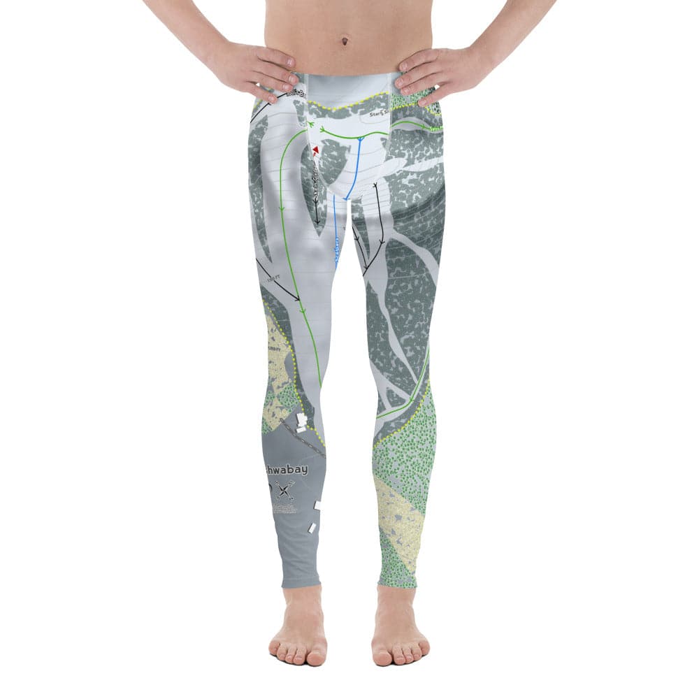 Mount Ashwabay, Wisconsin Ski Trail Map Men's Base Layer Bottom