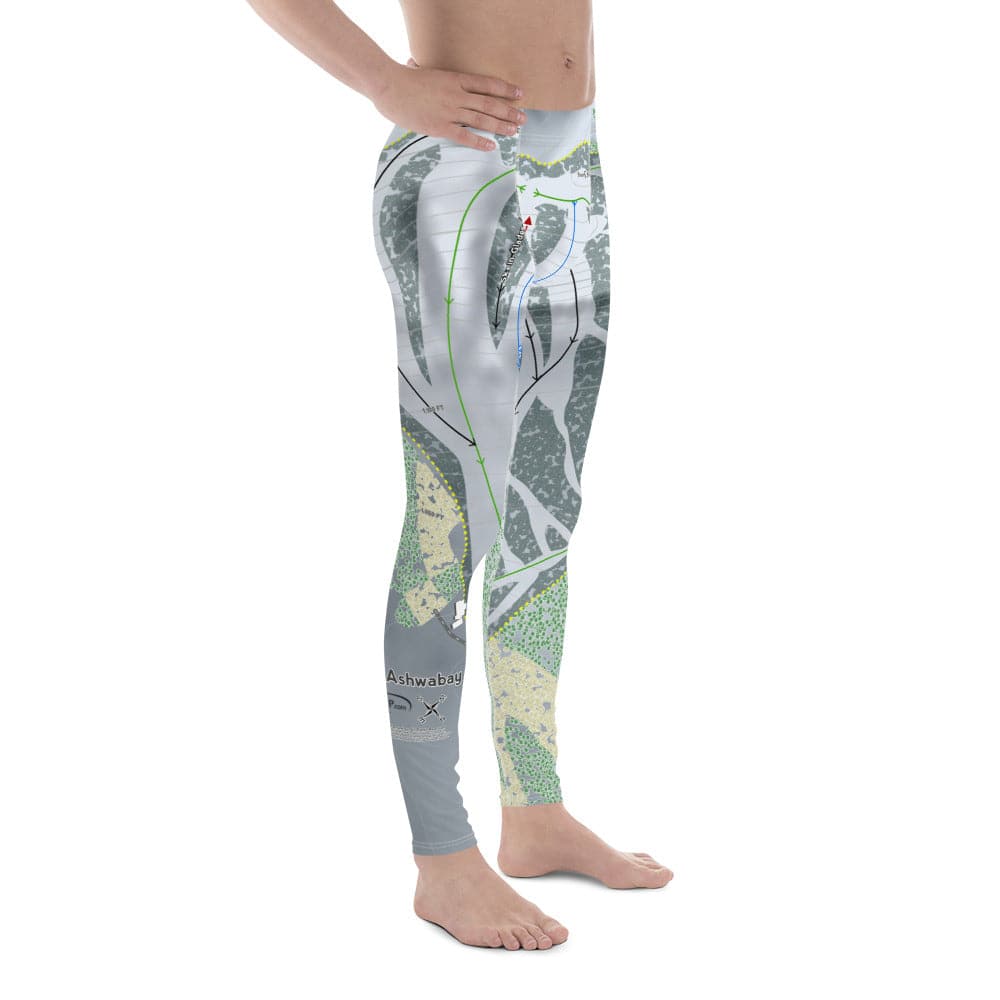Mount Ashwabay, Wisconsin Ski Trail Map Men's Base Layer Bottom - Powderaddicts