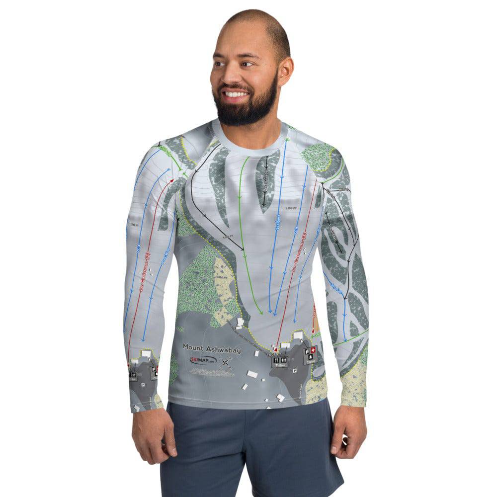 Mount Ashwabay, Wisconsin Ski Trail Map Men's Base Layer Top
