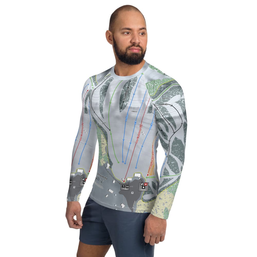 Mount Ashwabay, Wisconsin Ski Trail Map Men's Base Layer Top - Powderaddicts