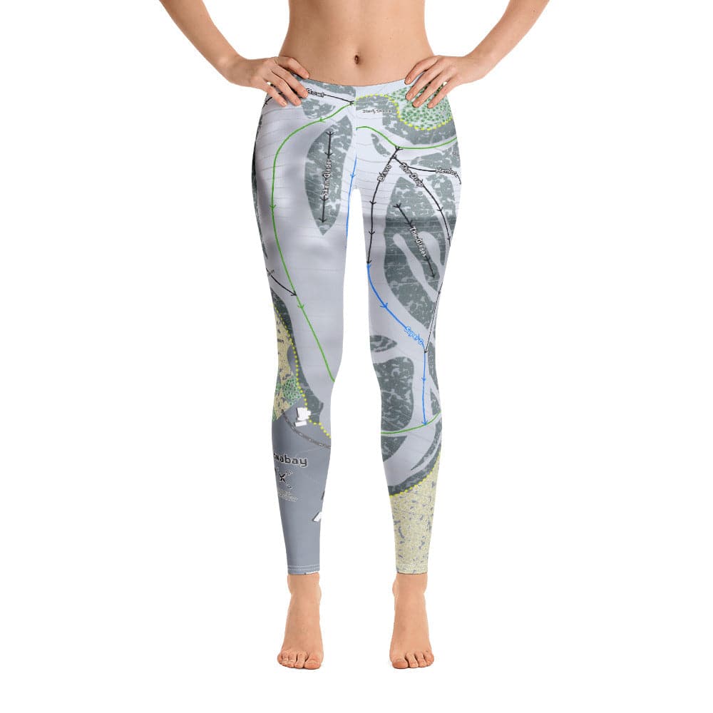 Mount Ashwabay, Wisconsin Ski Trail Map Women's Base Layer Bottom - Powderaddicts